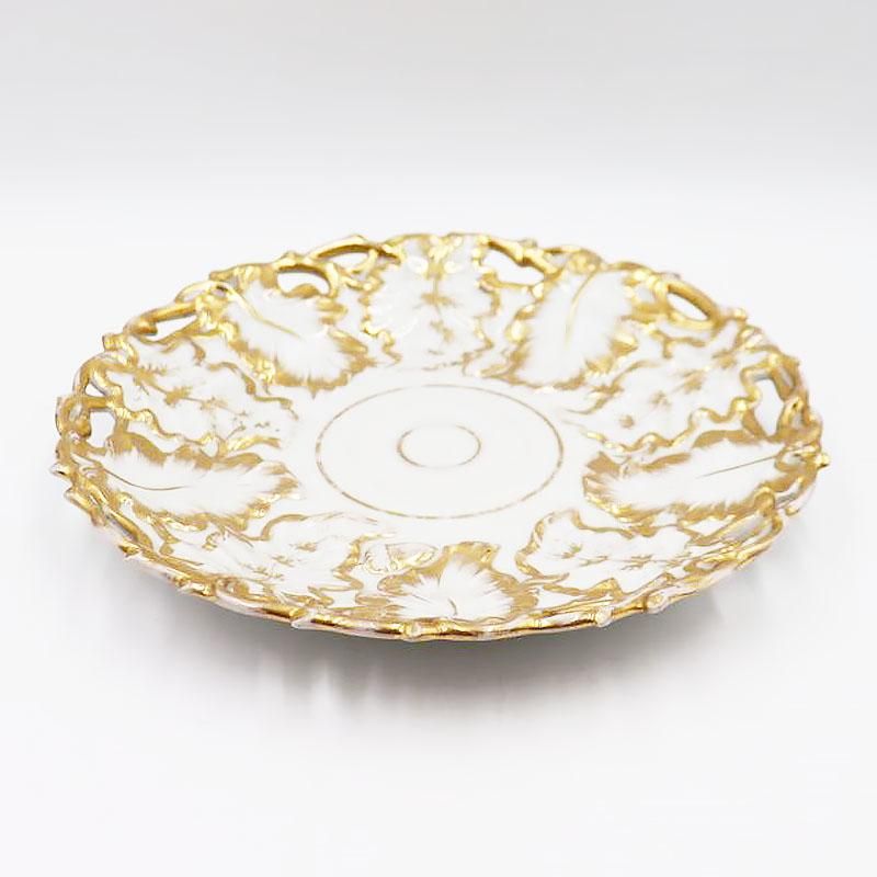 希少 ドイツ製 ベルリン王立磁器製陶所 ゴールドリーフ 大皿 直径31 高