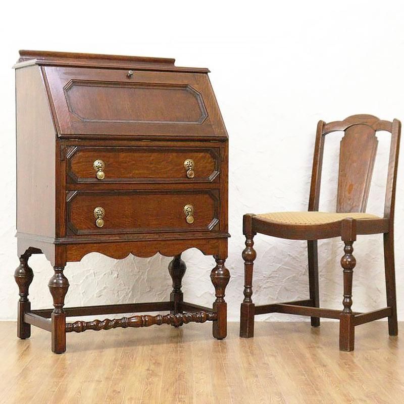 英国オーク材のアンティークビューロー｜幅73奥行43-72.5高さ110.5cm