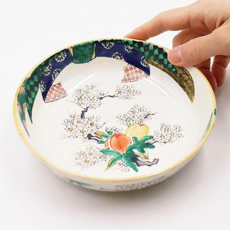 なます皿 4枚 源江製 竜 色絵付 金彩 花 豪華 蛇の目 江戸