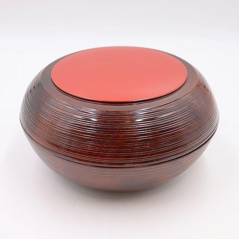 黒塗 日本製 内黒塗り 菓子器 昭和中期 蓋付き鉢 直径23cm