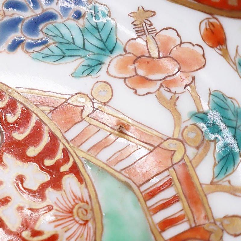 鉢□絵唐津 花唐草紋 菓子器 三つ足平鉢 深皿 古美術 時代物 骨董品