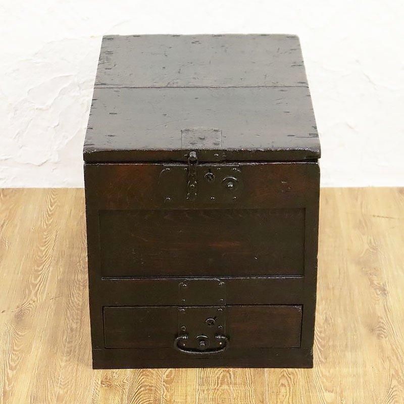 江戸明治の銭箱 杉材 小引き出し付き