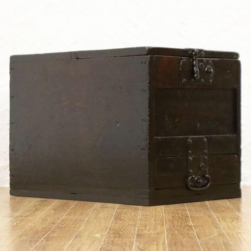 江戸明治の銭箱 杉材 小引き出し付き