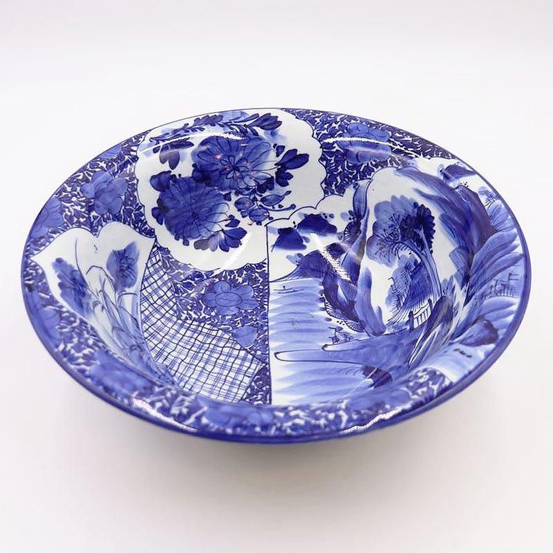 伊万里 染付 中鉢 大鉢 藍 青 飾り鉢 アンティーク 日本製 伊万里 直径