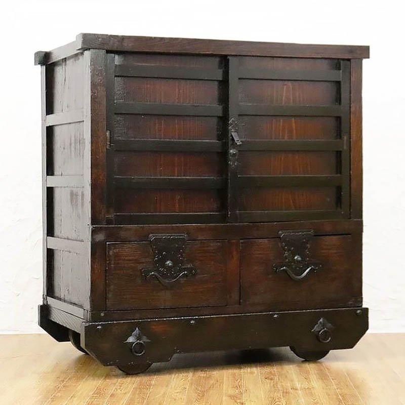 欅車箪笥｜明治期 欅材 幅81.5cm