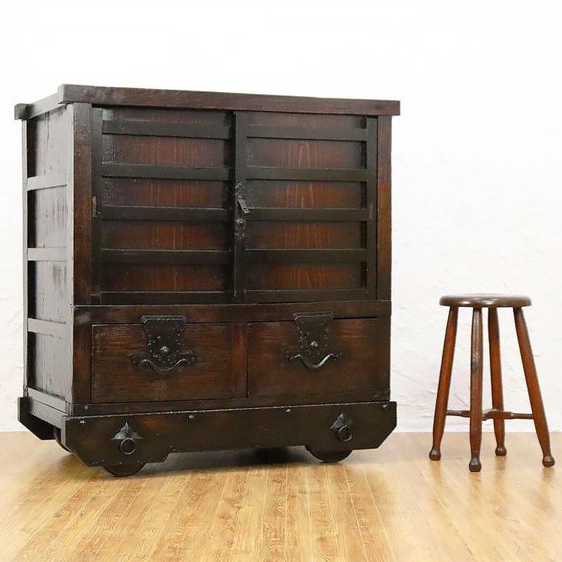 欅車箪笥｜明治期 欅材 幅81.5cm