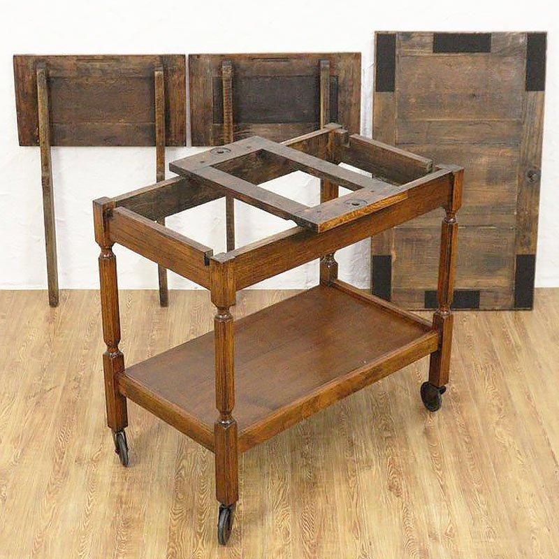 英国アンティーク木製キッチンワゴン/トロリー/サイドテーブル机(90
