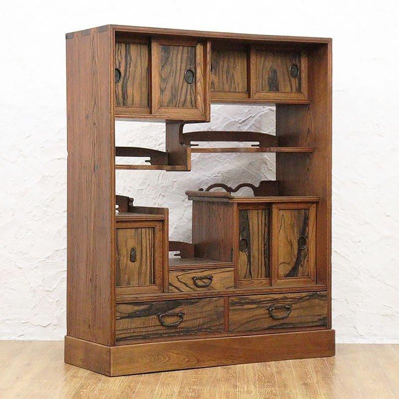 茶箪笥 日本製 ケヤキ 黒柿 大正昭和レトロ