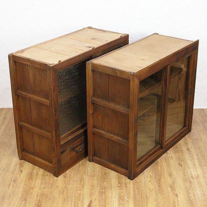 キャビネット 水屋箪笥 大正時代 杉製 引戸キャビネット