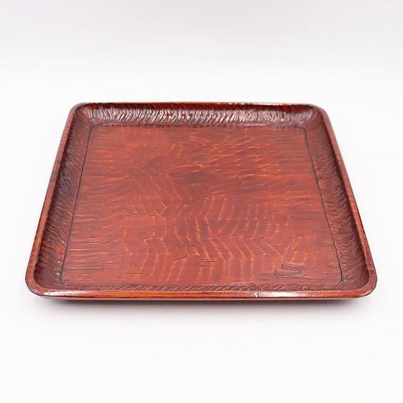 江戸末期 朱塗 拭漆 脚付 盆 骨董品 アンティーク 江戸末期 朱塗 拭漆