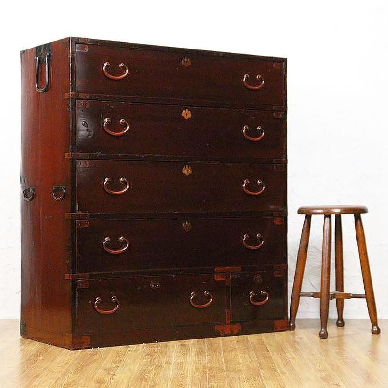 大正 三尺 朱和箪笥 着物 洋服 普段着 和家具 和骨董 深み