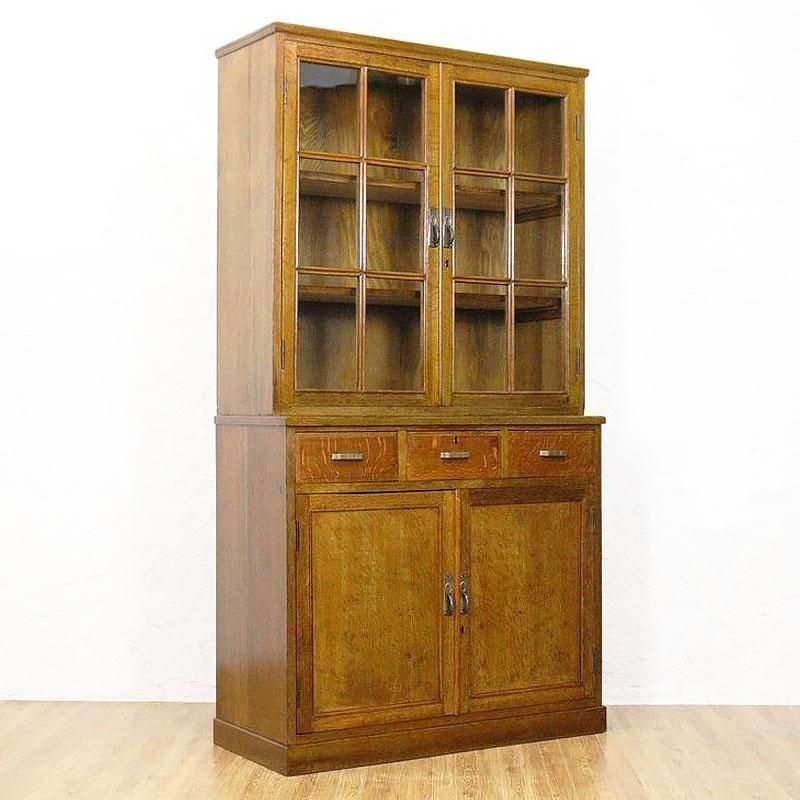 キャビネット 洋風食器棚 日本製 木製 昭和レトロ 大容量