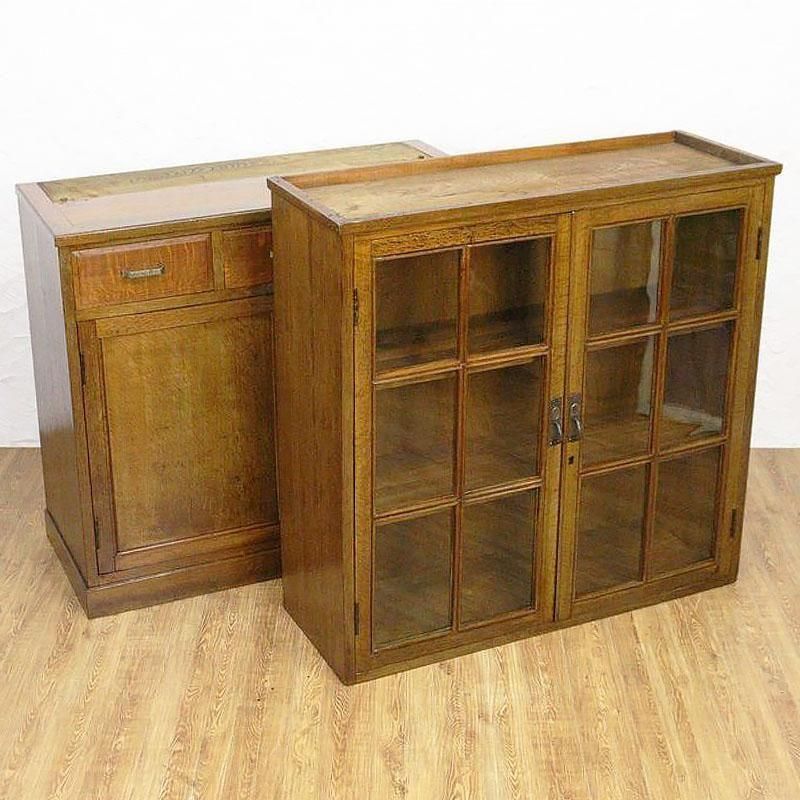 キャビネット 洋風食器棚 日本製 木製 昭和レトロ 大容量