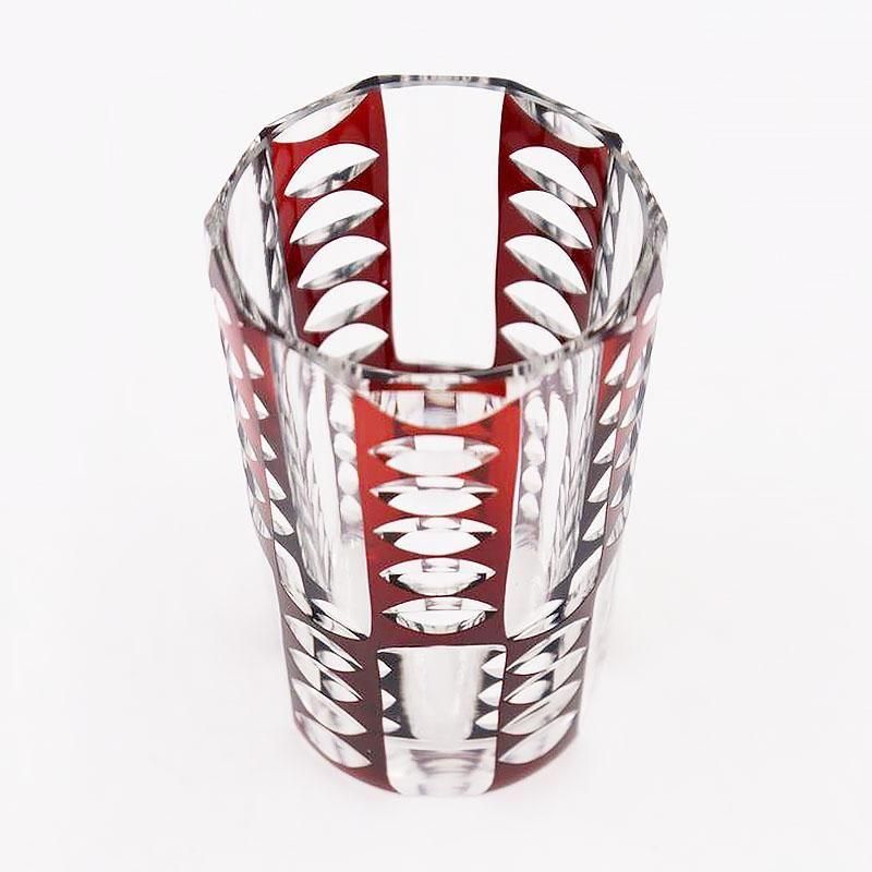 日本製 被せガラス 切子 大正時代 楕円 オーバル アンティーク