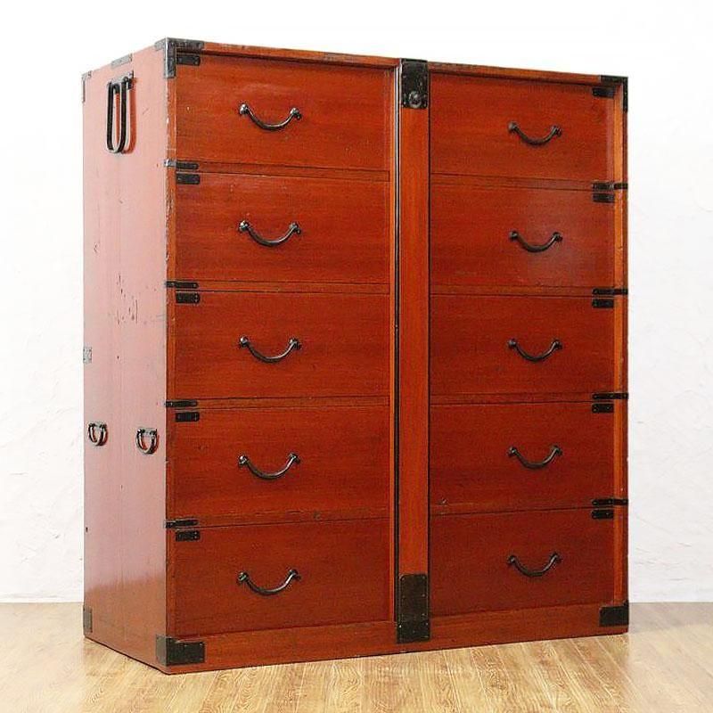 和箪笥 総桐閂付き 大正 朱和箪笥 三尺 アンティーク