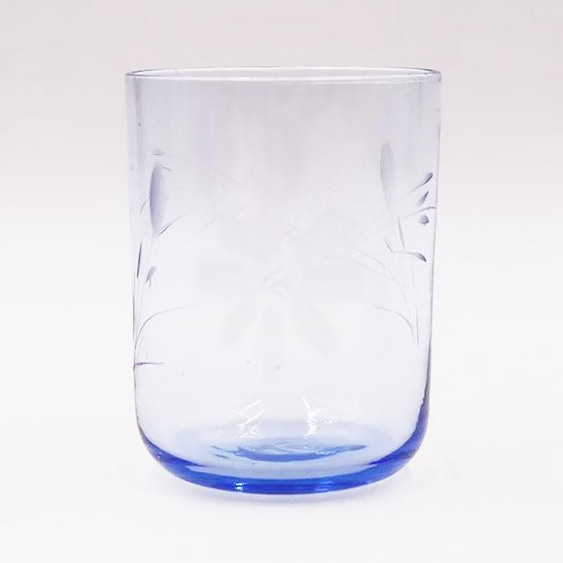 水差しコップセット 昭和初期の切子の水色アンティーク