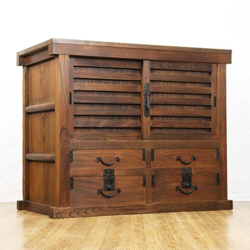 昭和初期の桑材小箪笥｜木の温もりと美しい木目｜鍵穴跡あり