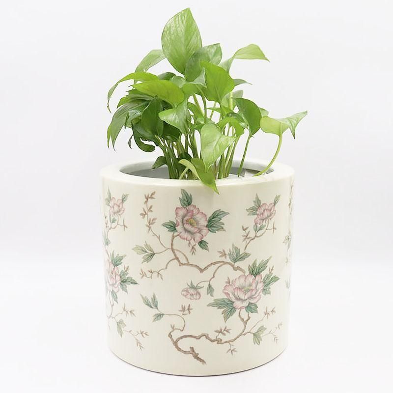 ノリタケ製オフホワイトの火鉢 - ピンク花柄の美しいデザイン