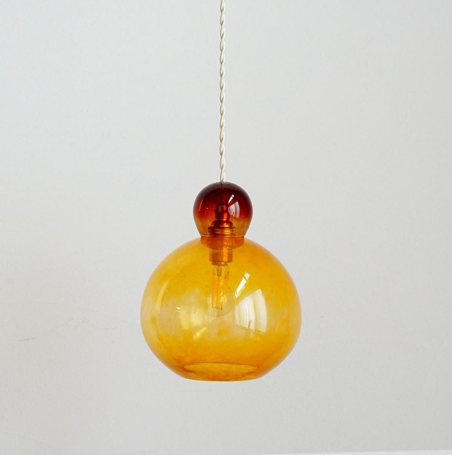 吹きガラスのペンダントライト 18cm Yellow（コード1m）｜yoiyoin