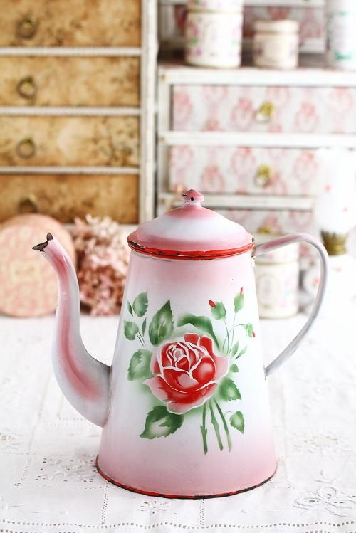 フランス アンティーク JAPY社 ホーロー Cafetiere コーヒーポット