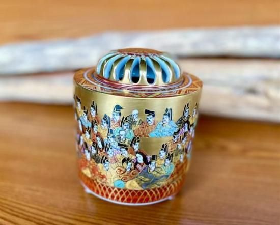 九谷焼 香炉 本金 百人一首 -百華園