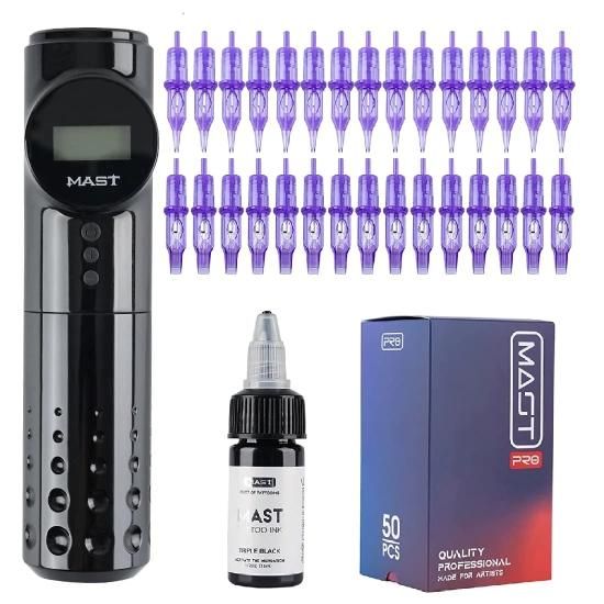 Mast Archer ワイヤレスタトゥーマシン+カートリッジニードル+ブラック