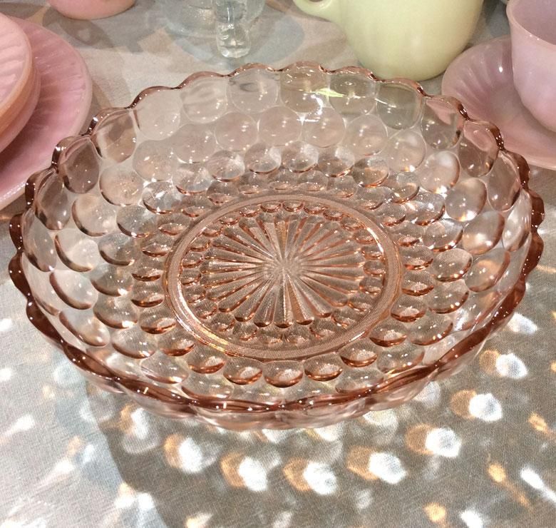 Fire King /BUBBLEピンクシャロウボウル【sa745】