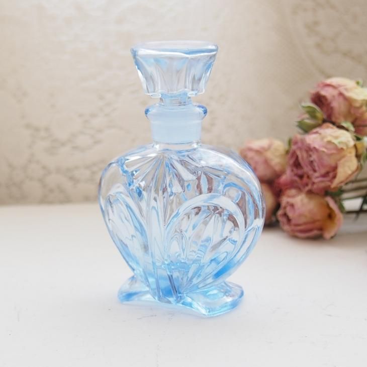 ブルーガラス ハート パフュームボトル 香水瓶 / アンティーク