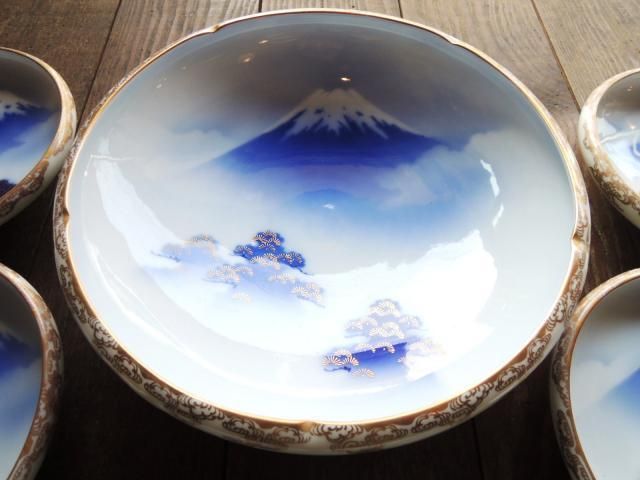深川製磁・富士山染付皿セット - 倉敷 こきーゆ