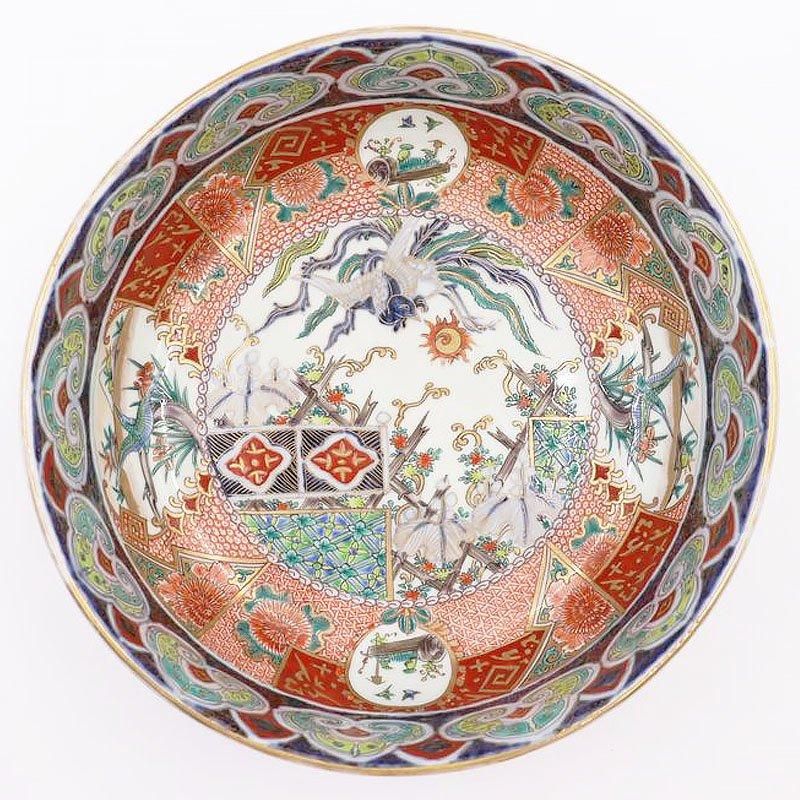 お値下げしました、古伊万里 色絵 梅・菊・蝶紋大鉢 お値下げしました