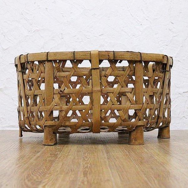 昭和初期の日本製アンティーク網籠バスケット