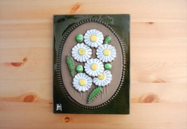 北欧 Jie Gantofta 壁掛け 白地の陶板 ☆1992年に廃業 北欧 Jie