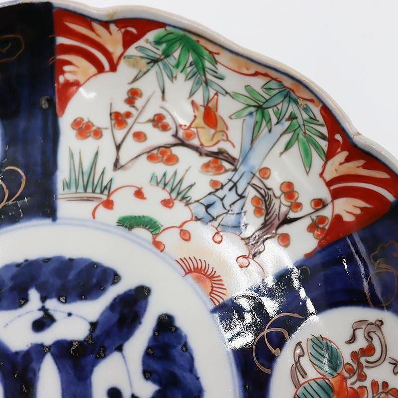 希少な明治時代の金継ぎ手描き中皿