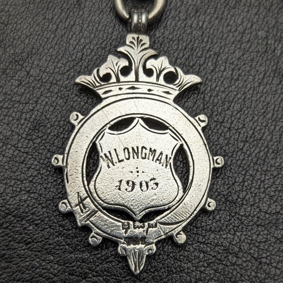 1900年頃 英国アンティーク 純銀製アルバートチェーン 52g 純銀