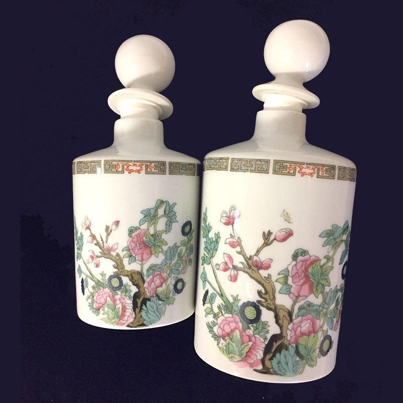 フランス製リモージュ陶器の花柄香水瓶美しき一品