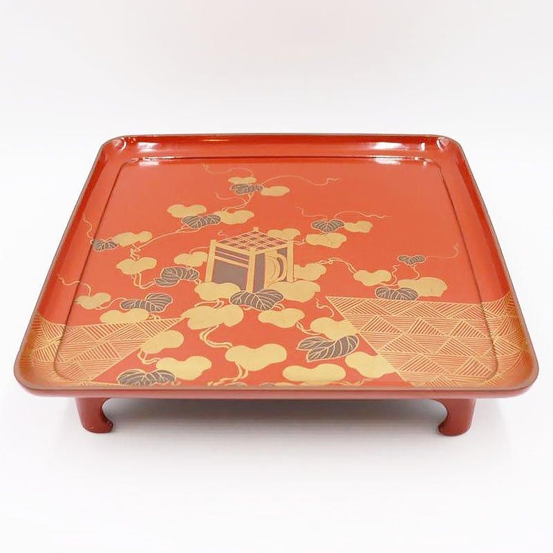 アンティーク 漆塗り脚付膳 朱塗り 金銀蒔絵 和モダン