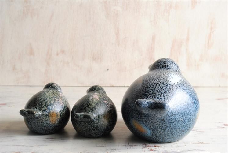 ヴィンテージ ドイツ製 GILDE 陶器 鳥の親子 3体セット