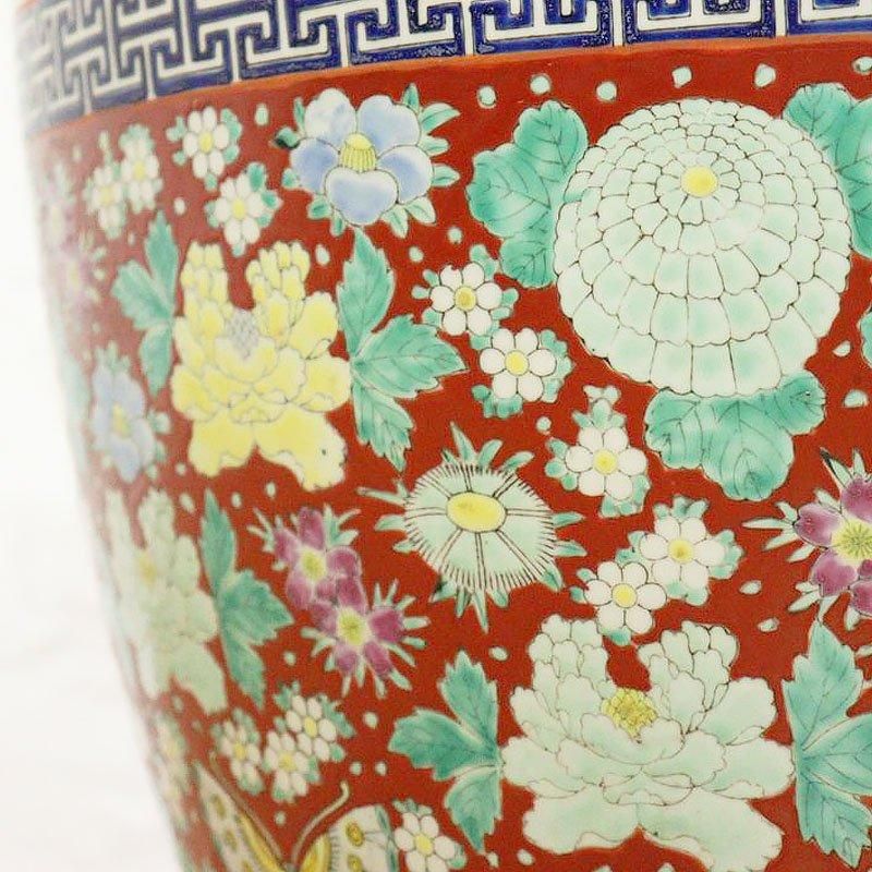 染め付け火鉢 瓢箪柄 鉢カバー 他用途鉢 伊万里 最大径47cm レトロ【美品】