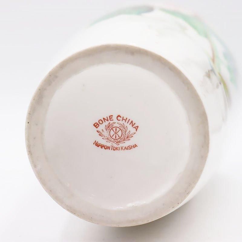 昭和のエレガントな赤花柄オールドノリタケ花瓶