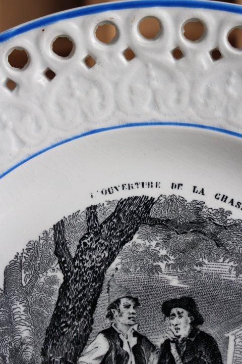 アンティークフランス製クレイユモントロー絵皿1900年代