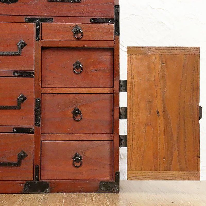 骨董 船箪笥 (金庫) 時代和箪笥 鉄地金具チェスト 金具装昭和レトロ