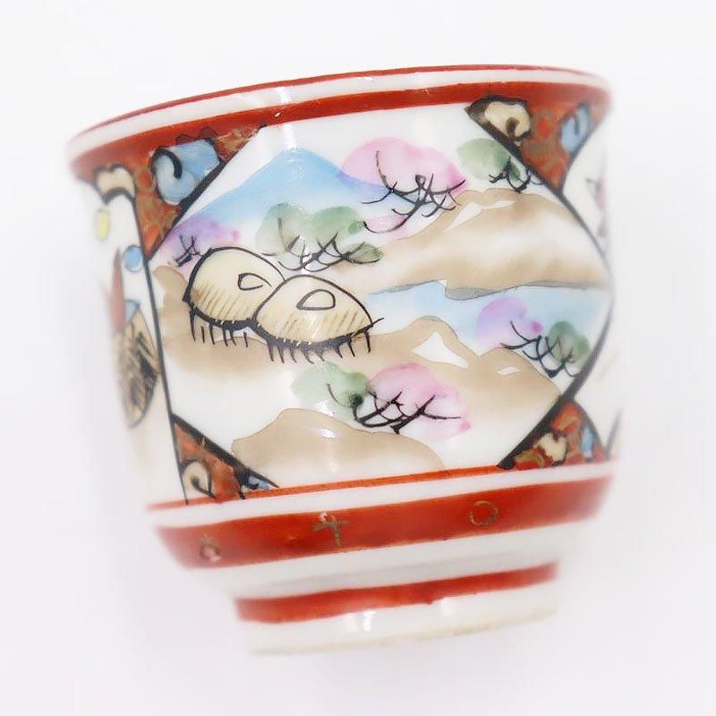 骨董 九谷焼 お猪口 青絵 色絵 骨董 九谷焼 お猪口 青絵 色絵 九谷焼