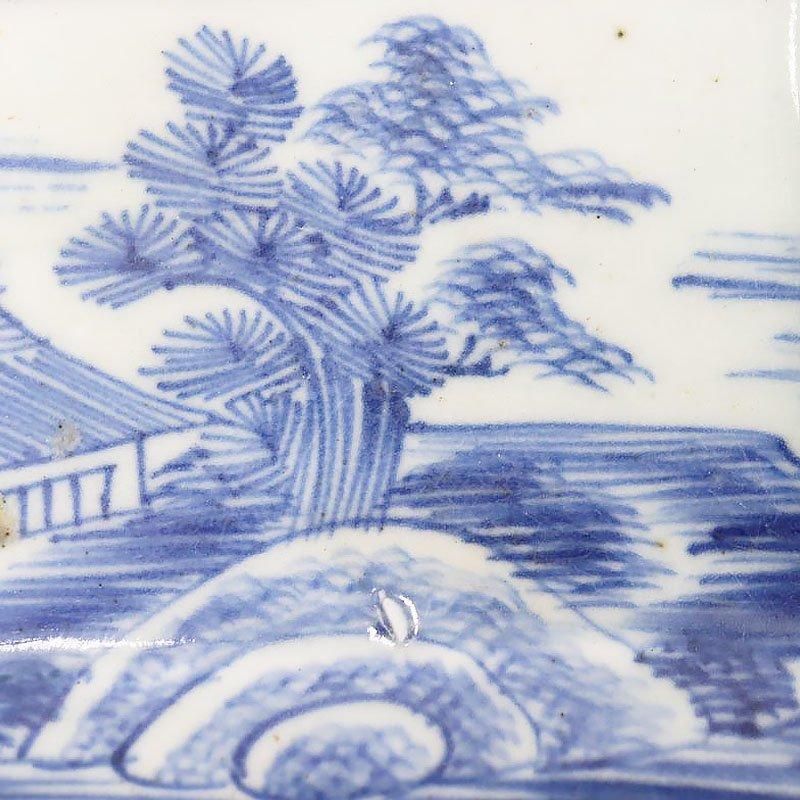 アンティーク手描き伊万里長皿 明治大正山水舟