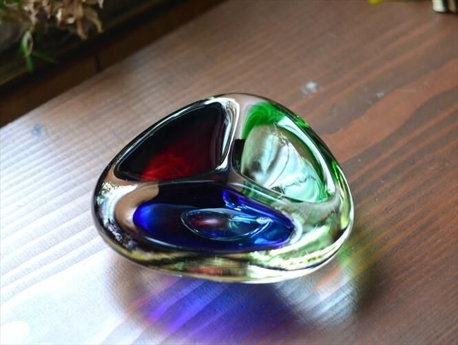 クリスタルガラス カラフル鳥置物オブジェムラーノガラスベネチアンガラス