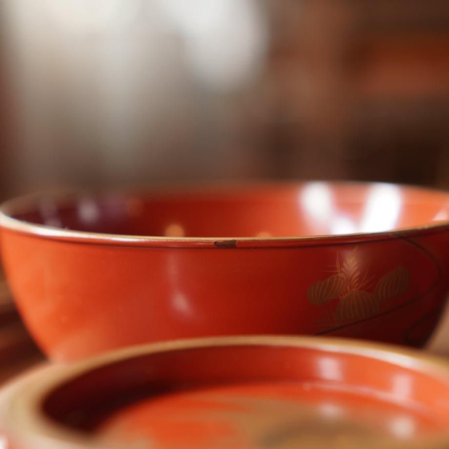 明治期 朱塗 蓋付 吸物椀 お椀 9客 ＋蓋のみ 明治期 朱塗 蓋付 吸物椀