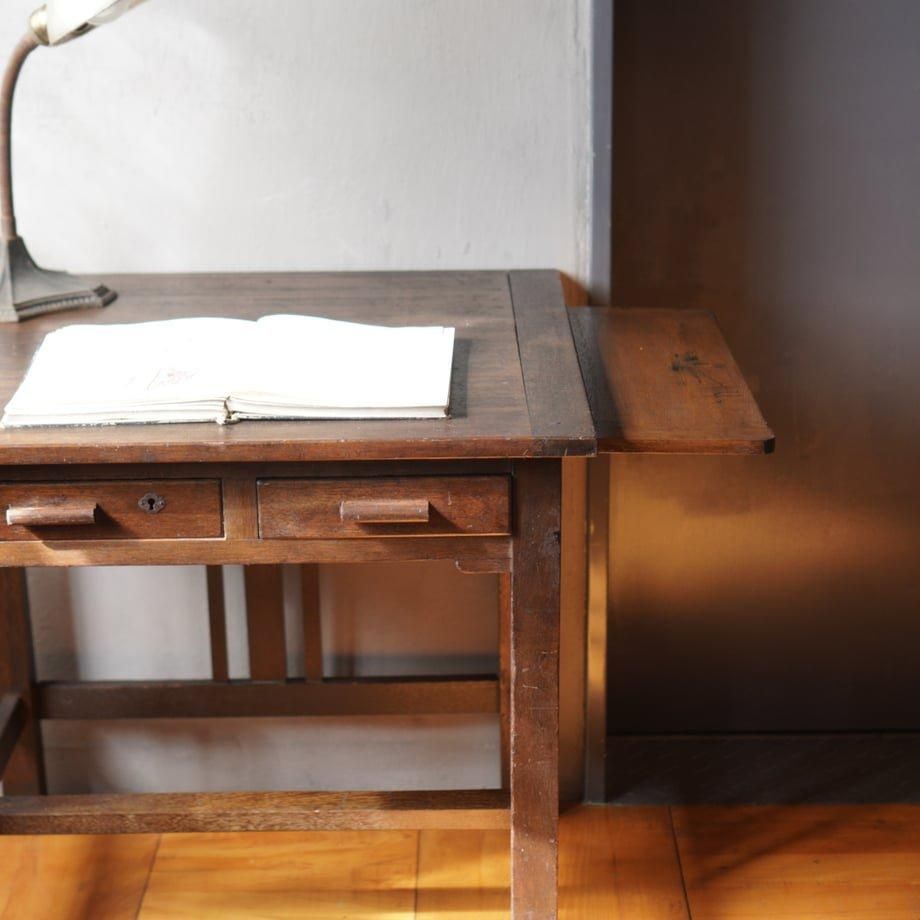 1241 ヴィンテージ 古い木と鉄のテーブルとイスのセット 机 デスク レトロ