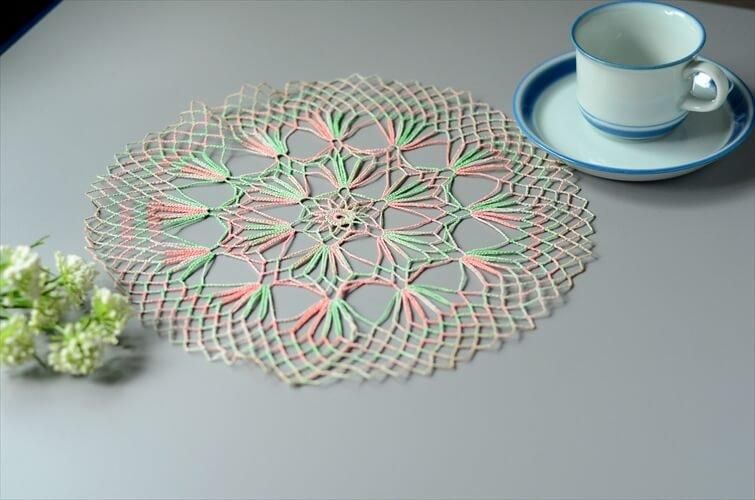フランス製アンティークドイリー 繊細な刺繍レース2枚セット
