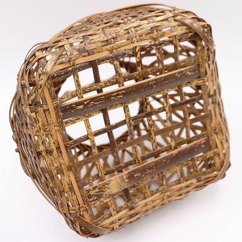 骨董 花入れ 蔦 籠形 アンティーク オブジェ 花器 手提げ 在銘 骨董 花