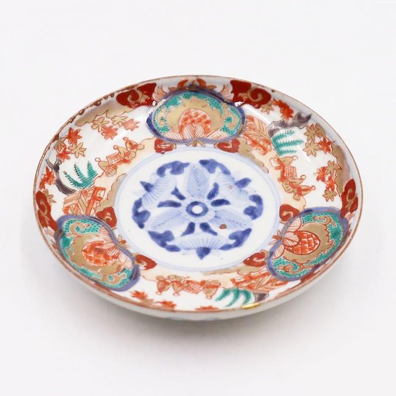 伊万里焼 手描き色絵 小皿 金継ぎ アンティーク