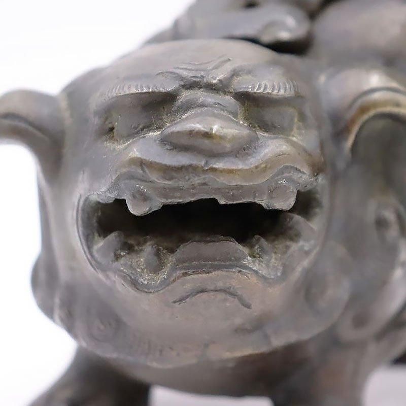 織部獅子香炉 】 骨董 漆塗箱付き 織部獅子香炉 】 骨董 漆塗箱付き